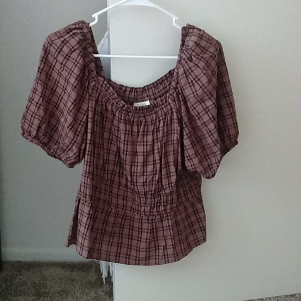 Pm flannel off shoulder shirt